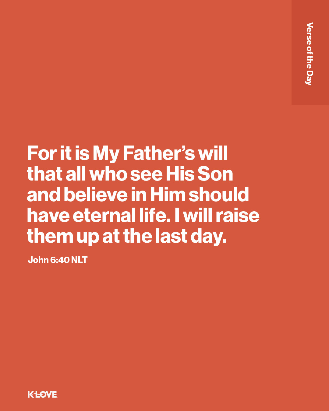 For it is My Father’s will that all who see His Son and believe in Him should have eternal life. I will raise them up at the last day.