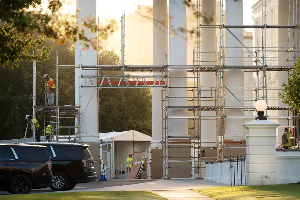 White House North Portico Project Nears Completion Ahead Of Xi's Visit 