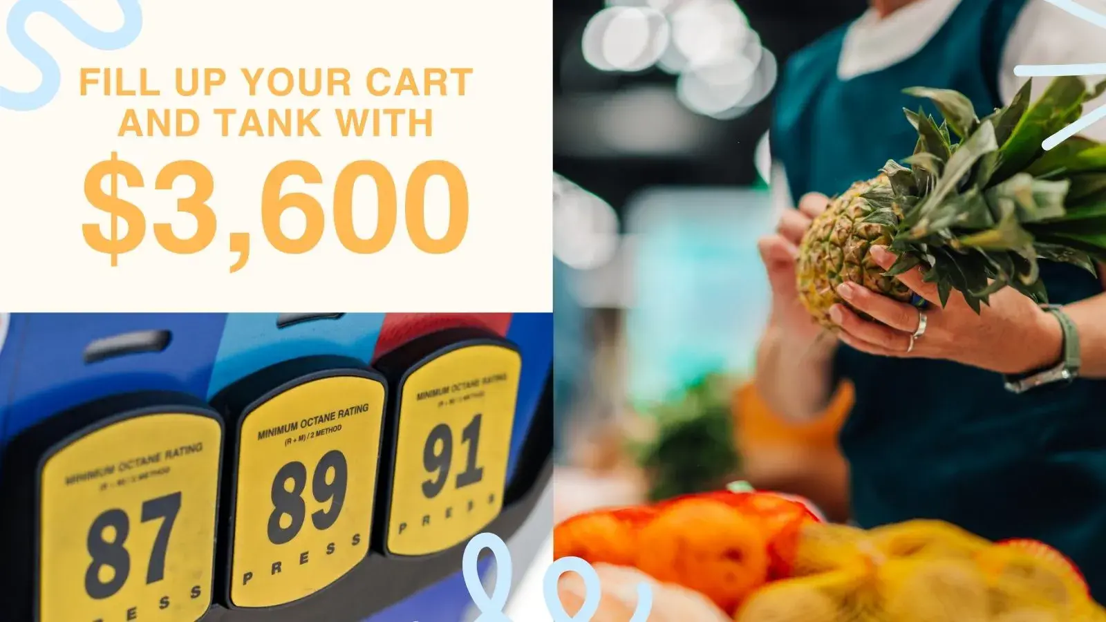 Fill up your cart and tank with 3600 dollars