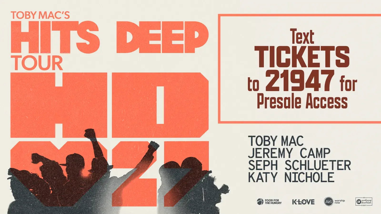 TobyMac's Hits Deep Tour 2027 Text TICKETS to 21947 for Presale Access